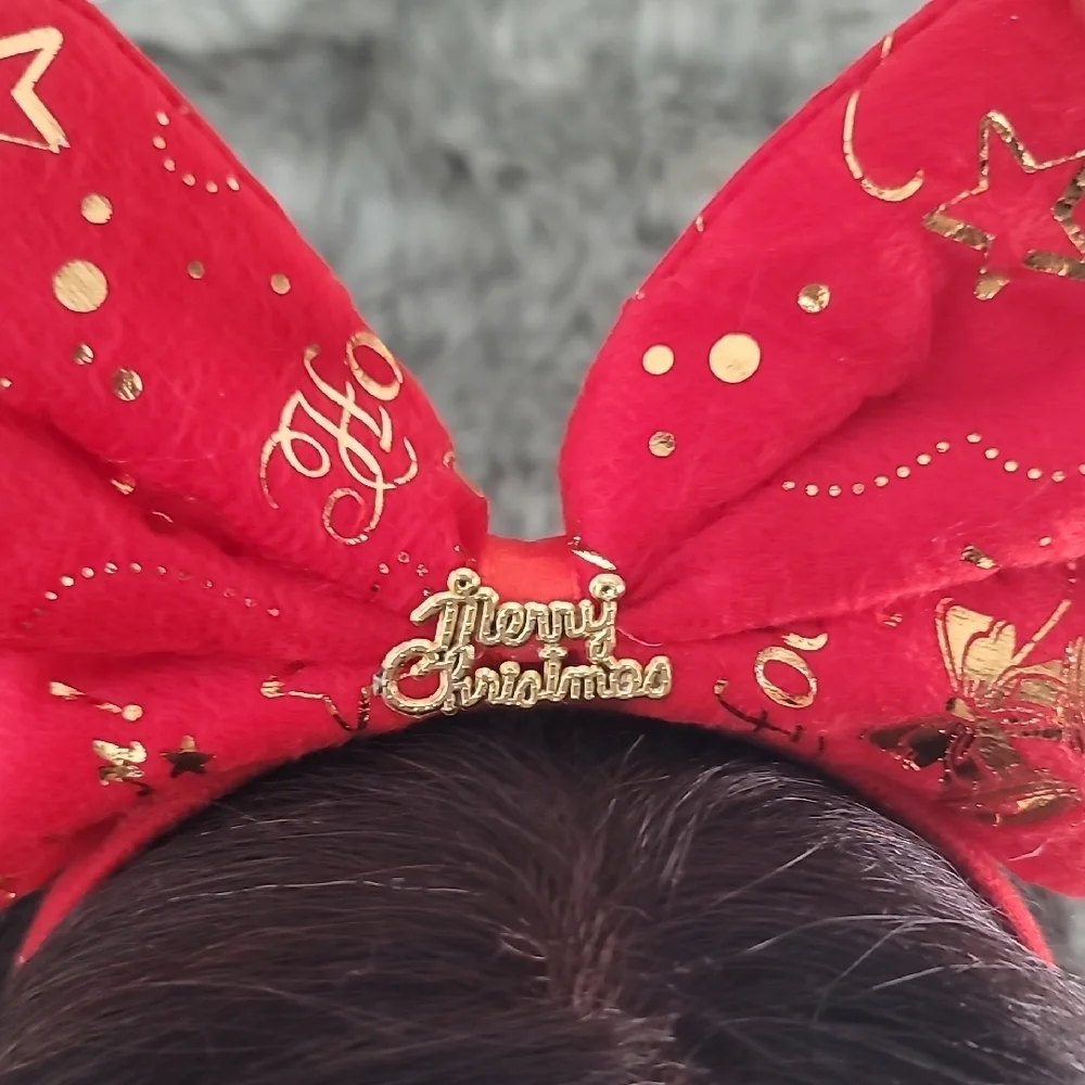 Festive Red Christmas Bow Headband